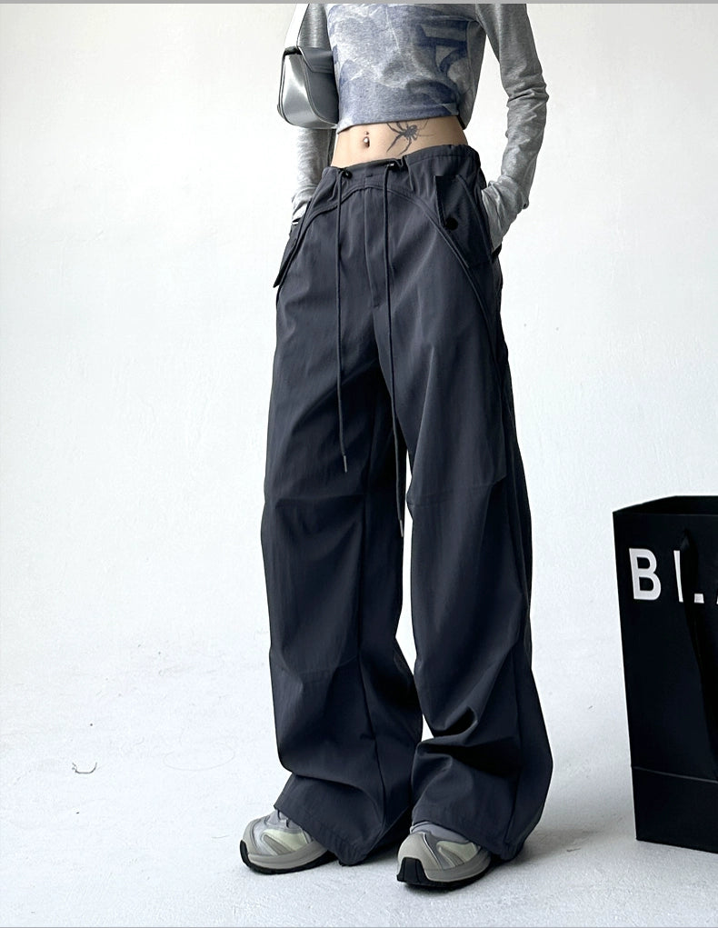 Utility Pocket Wide-Leg Trousers - chiclara