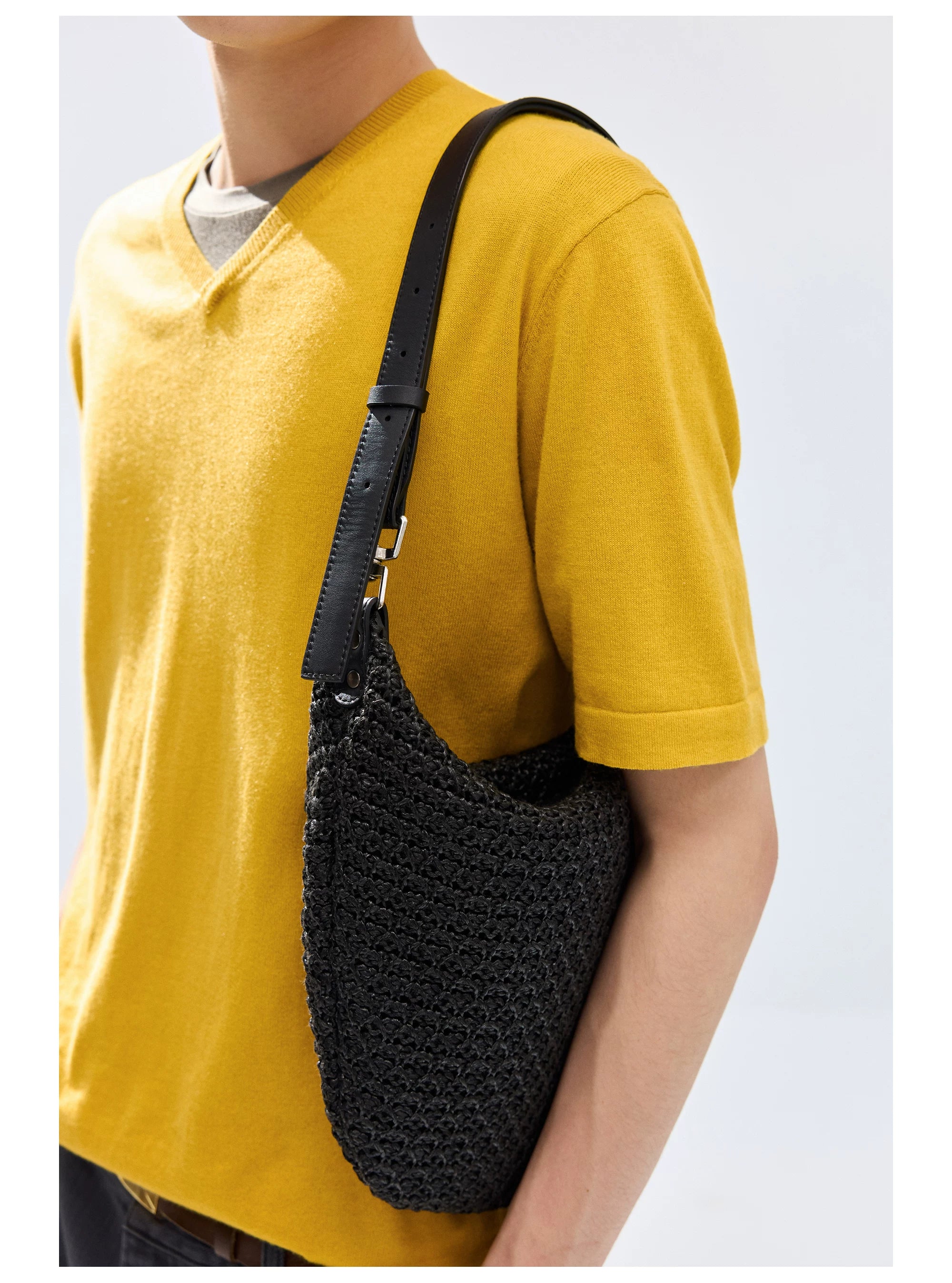 Black Woven Shoulder Bag