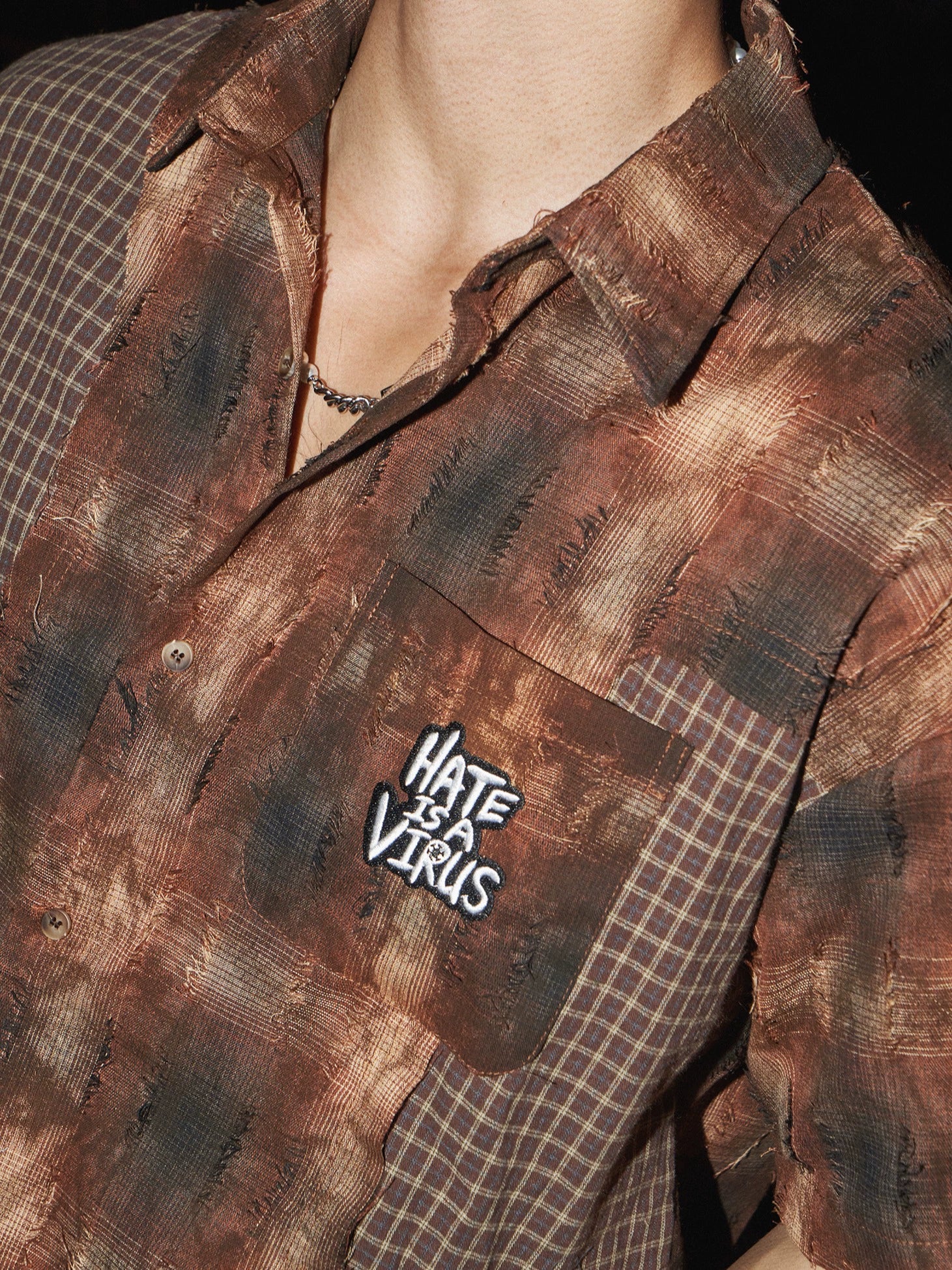 Plaid Patchwork Statement Shirt