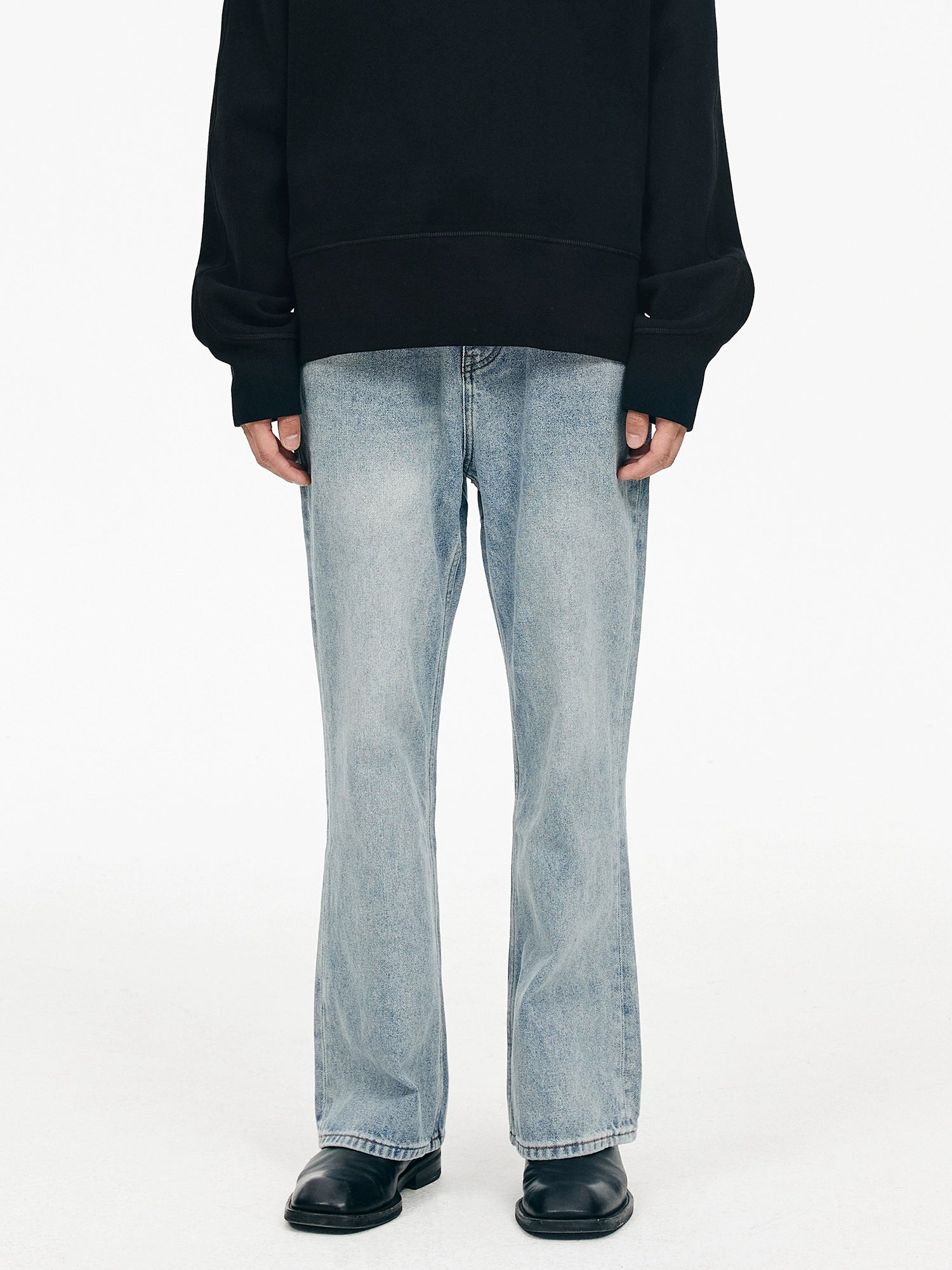 Light Wash Zip Straight-Leg Jeans