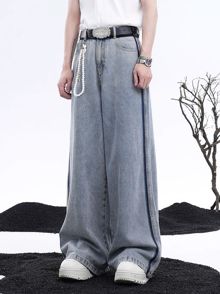 Light Wash Denim Short Sleeve Jacket and Wide Leg Pants Setup