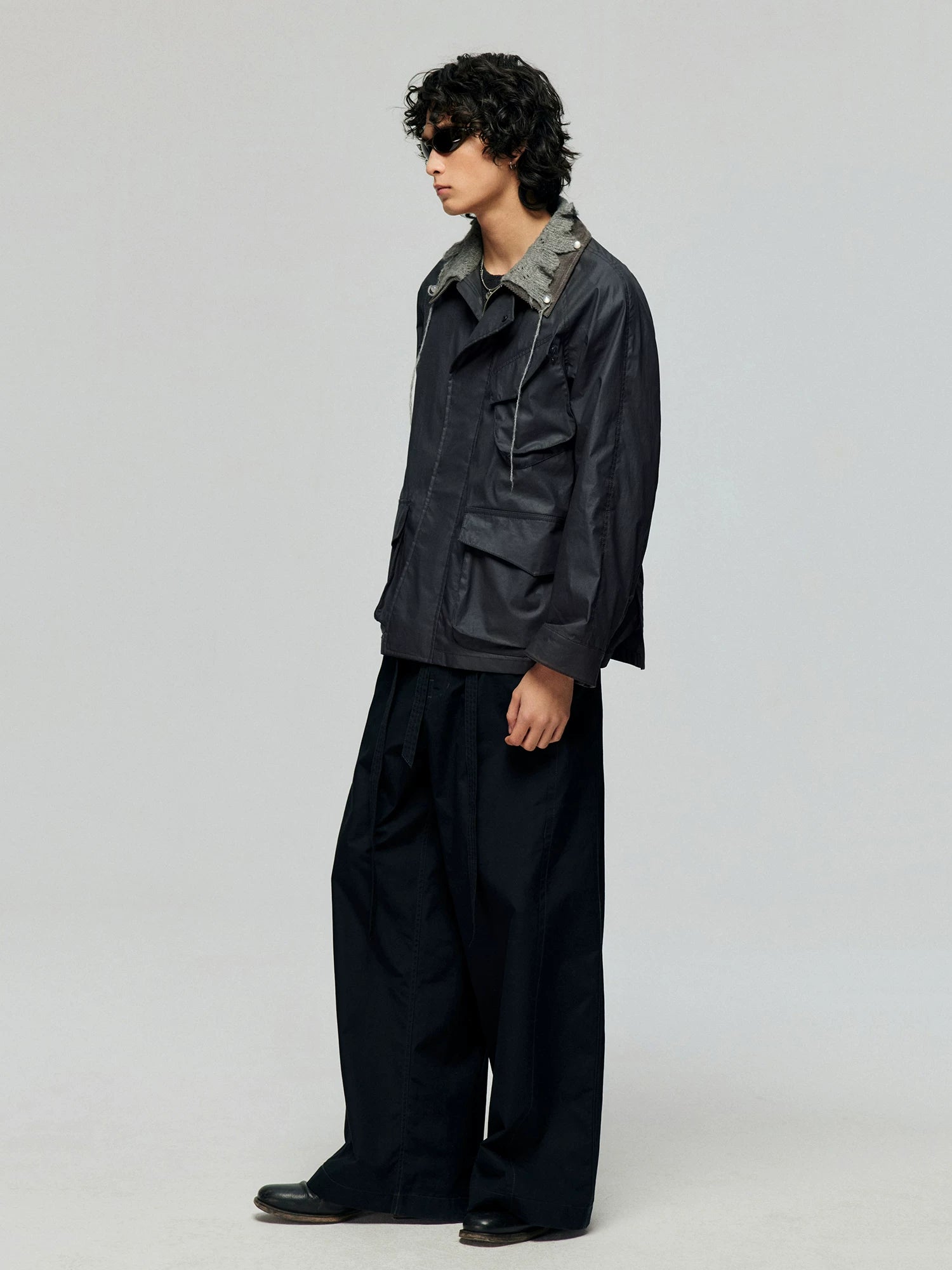 Contrast-Collar Utility Jacket
