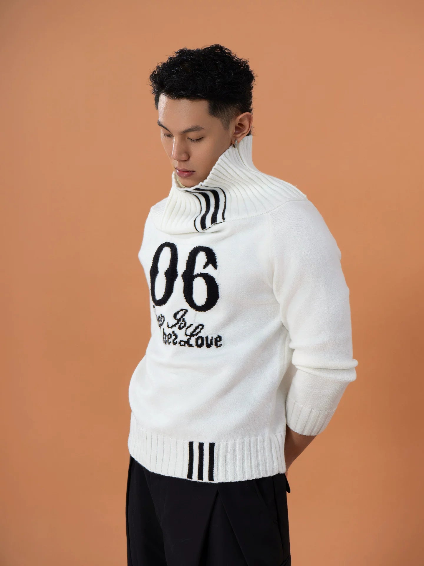 Varsity Drift Off-Shoulder Knit Pullover