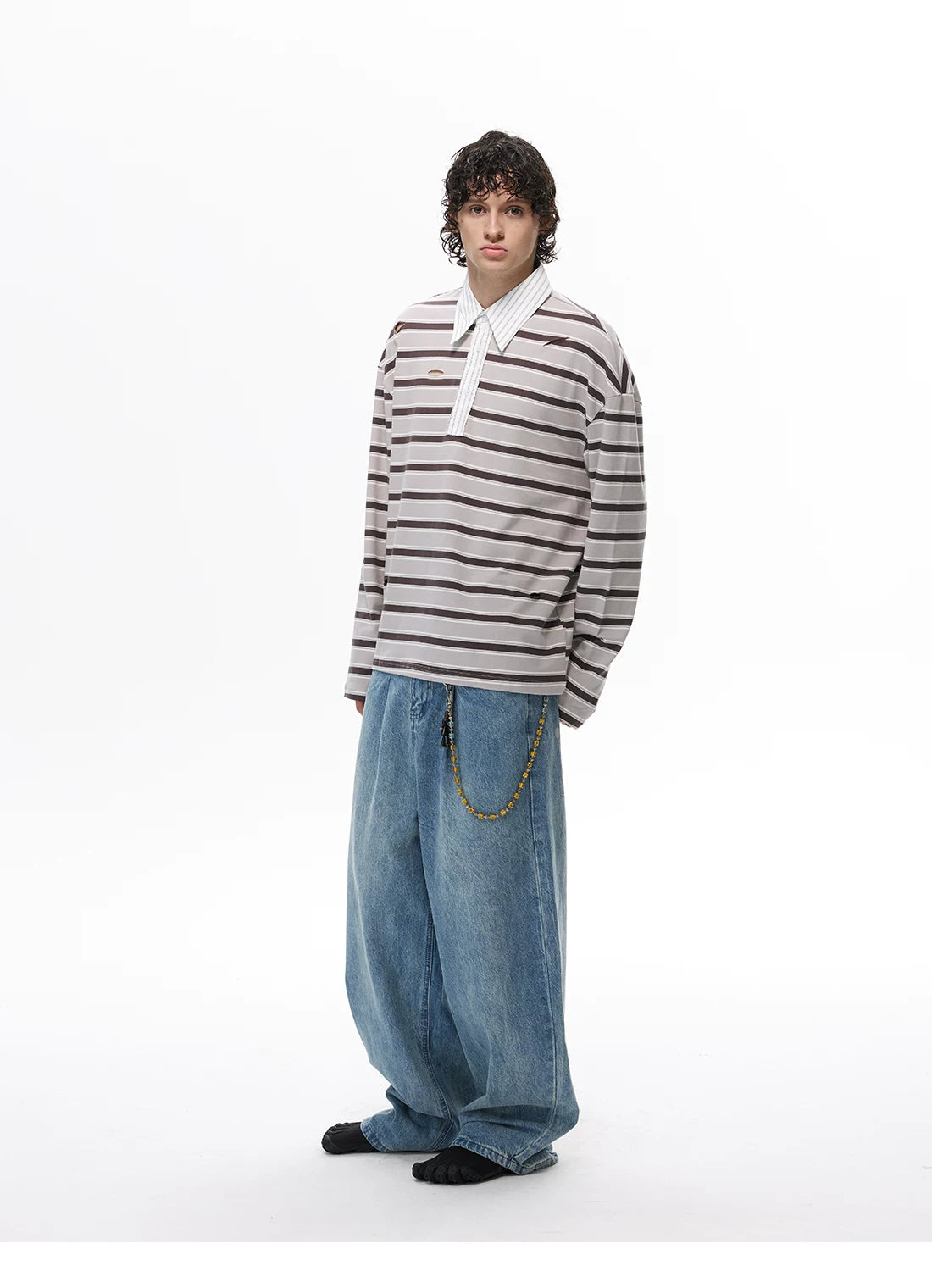 Two-Tone Touchdown Stripe Rugby Shirt