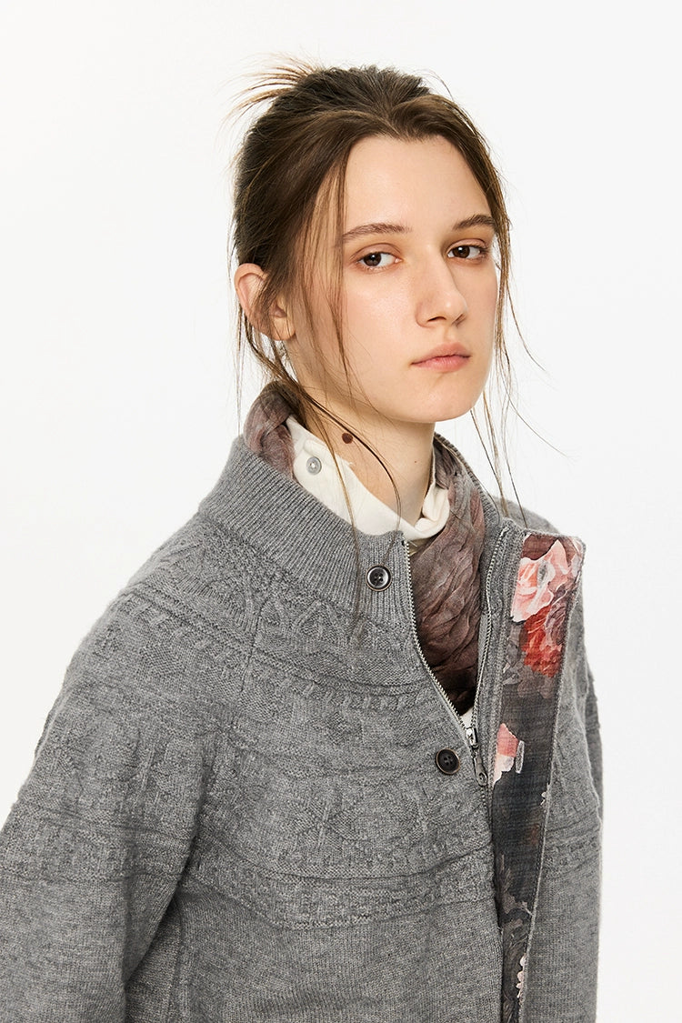 Jacquard Pattern Knit Cardigan