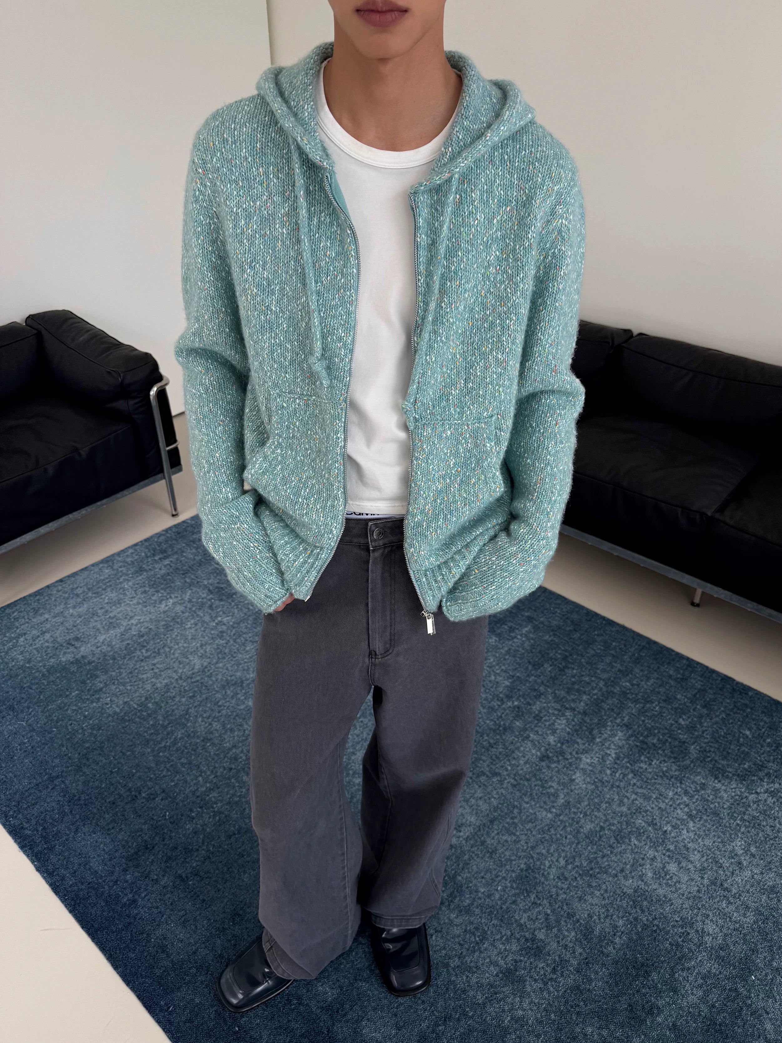 Glacier Mist Fuzzy Zip Hoodie