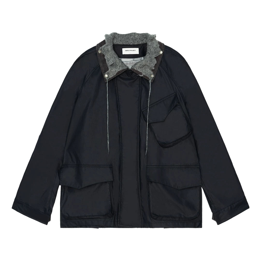Contrast-Collar Utility Jacket