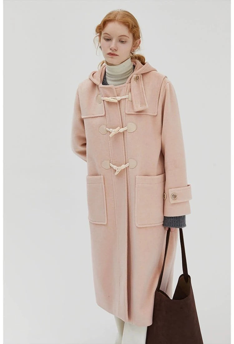 Winter Thicken College Style Hooded Mid-Length Melton Wool Coat - chiclara