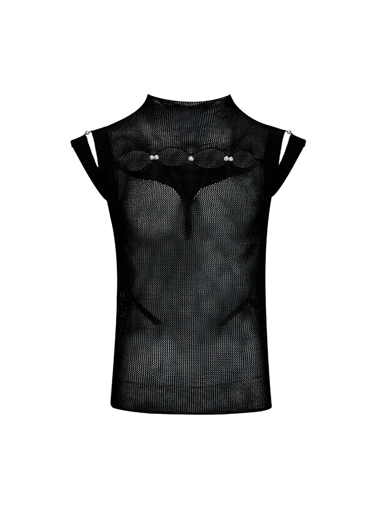 Black Sleeveless Knit Top