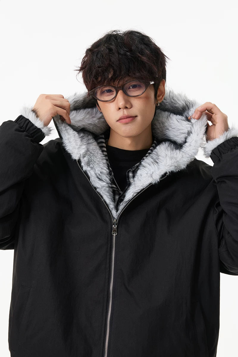 Glacier Haze Faux-Fur Hoodie Coat