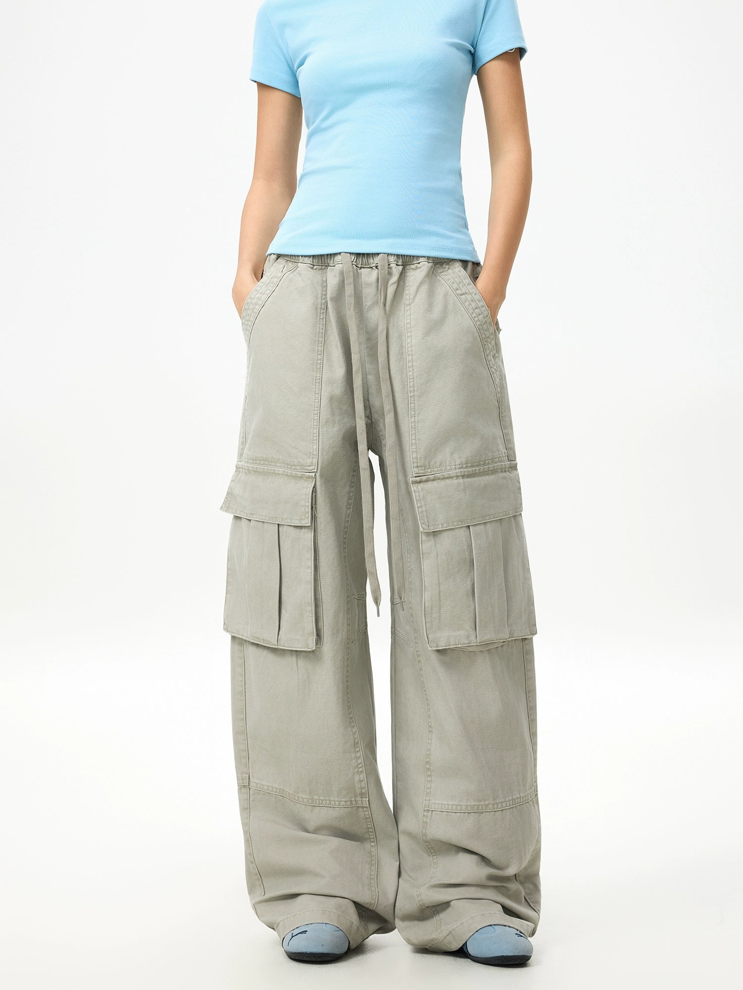 Driftwood Wide-Leg Cargo Pants
