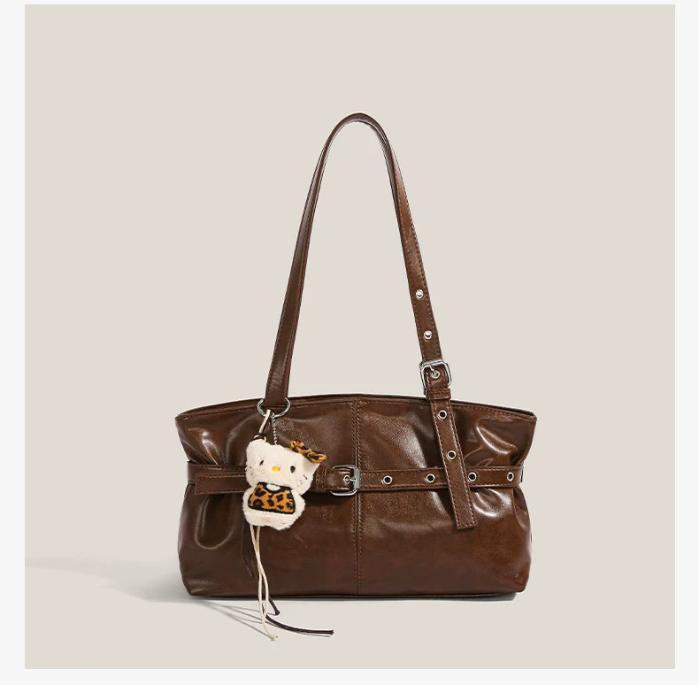 Midnight Kitty Buckle Shoulder Bag