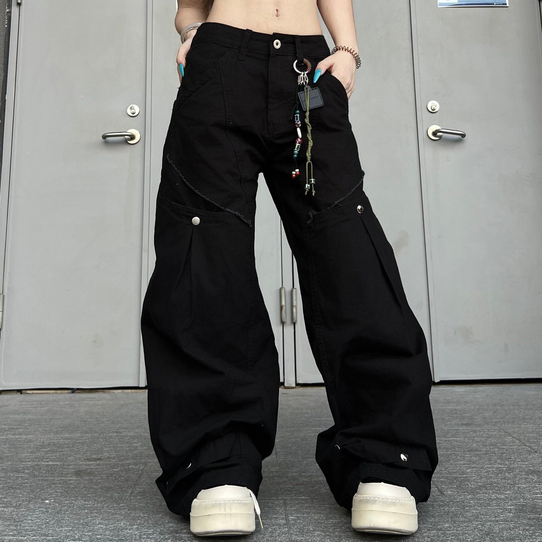 Men's Panel Rivet Wide-Leg Pants