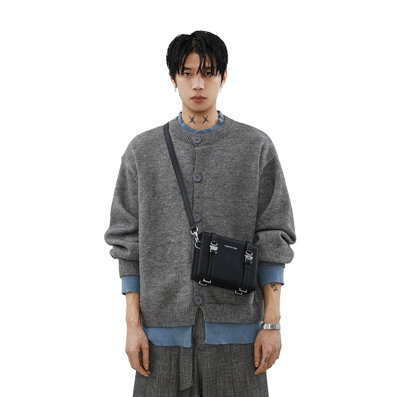 Slate Mist Oversized Knit Cardigan