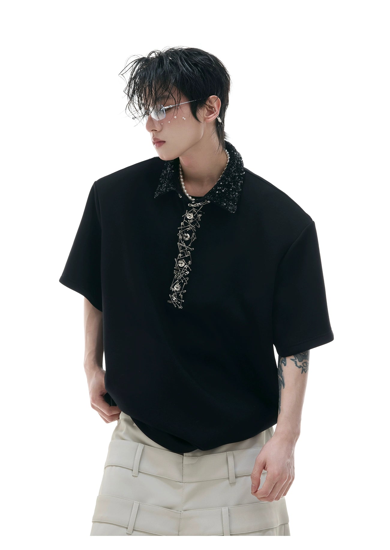Grey Cotton Polo Shirt Short Sleeve
