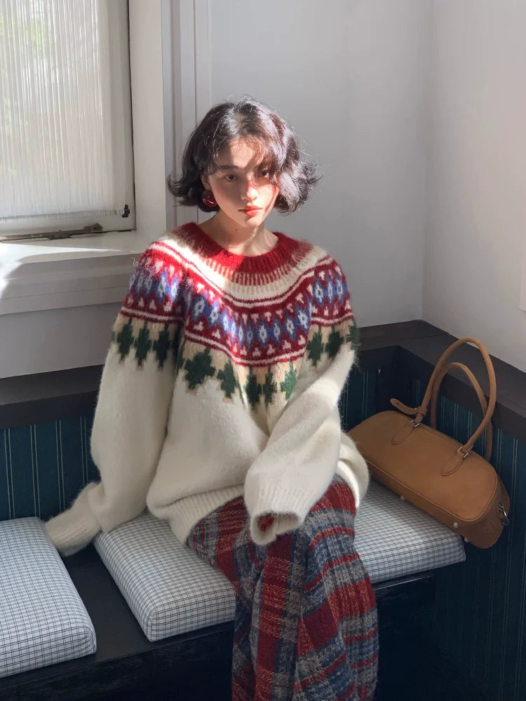 Retro Winter Fair Isle Knit Sweater