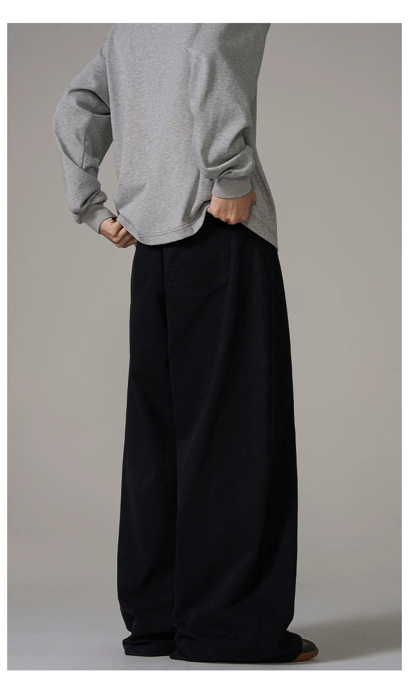 Wide-Leg Brown Wool Trousers