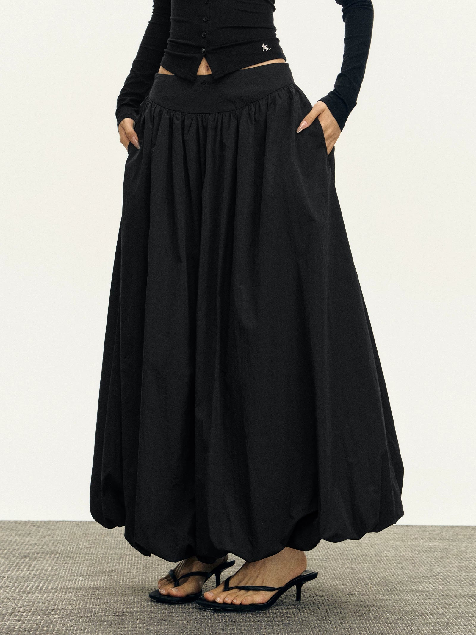 High Waisted Pleated Maxi Skirt