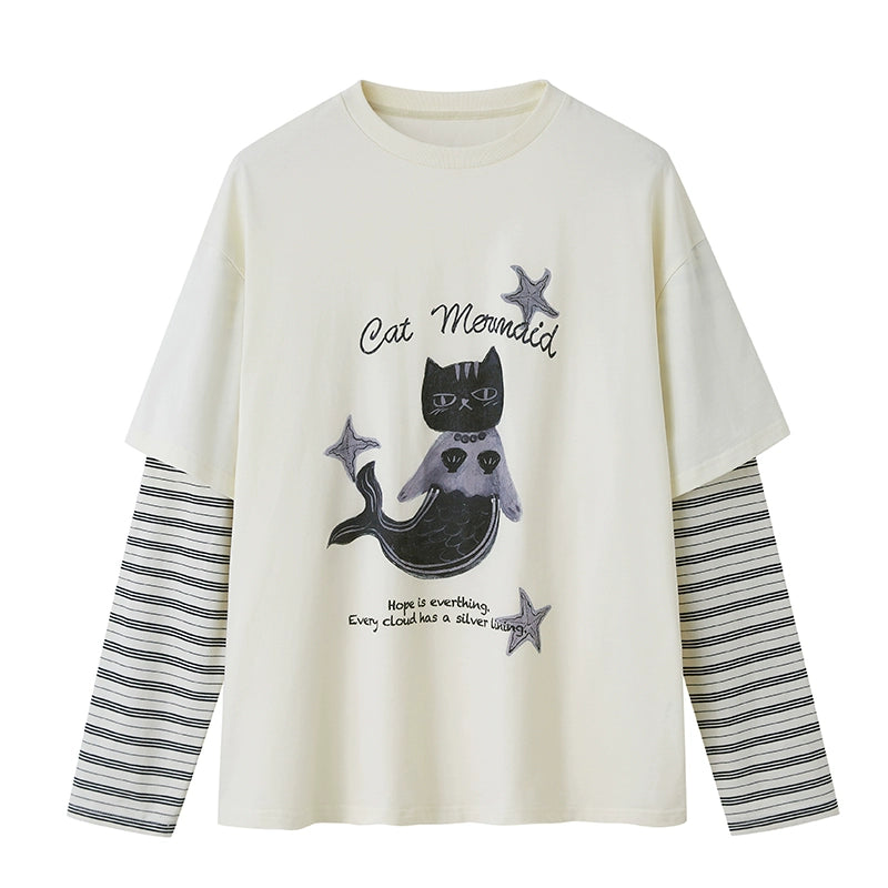 Vintage Graphic Print Layered Sweater