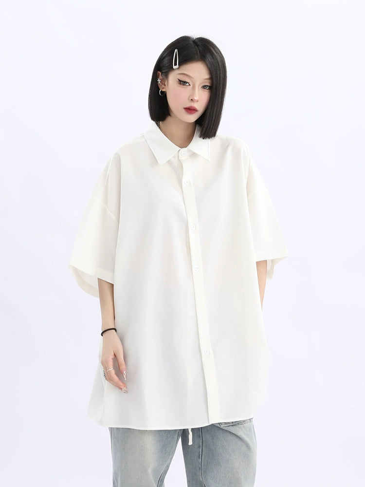 Oversized Black Button-Down Shirt