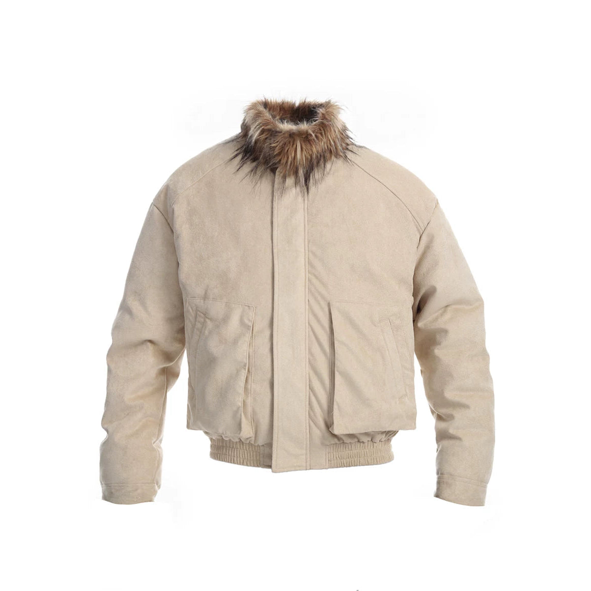 Shadow Crest Faux-Fur Collar Suede Jacket