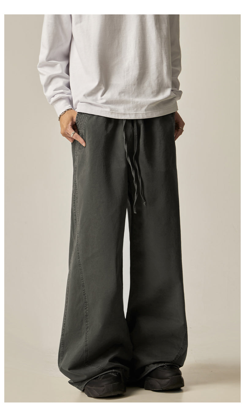 Brown Loose Drawstring Wide Pants
