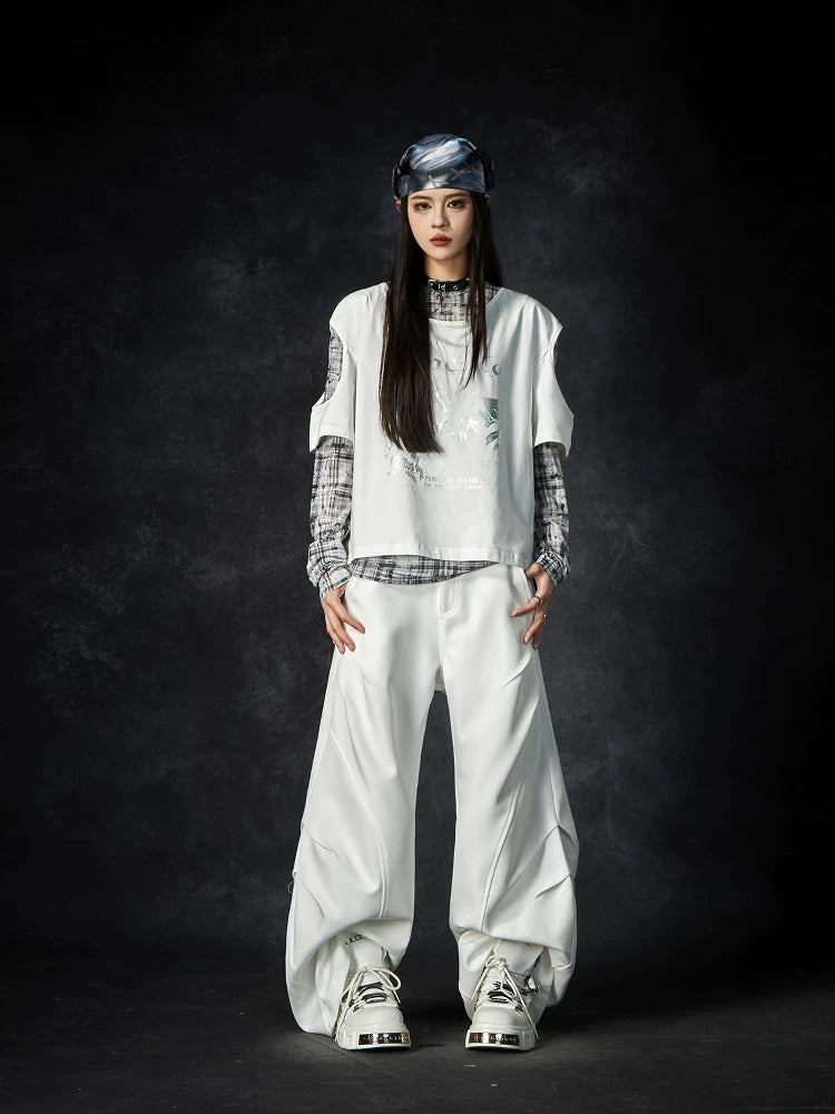 Wave Contour Wide‑Leg Trousers