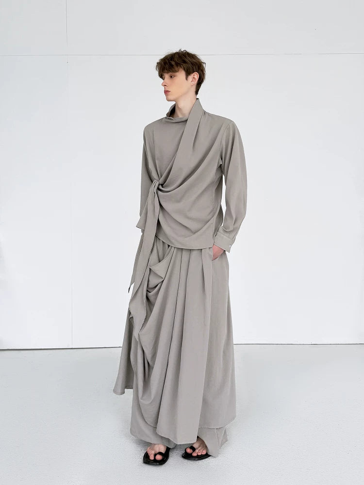 Stone Drape Layered Pants