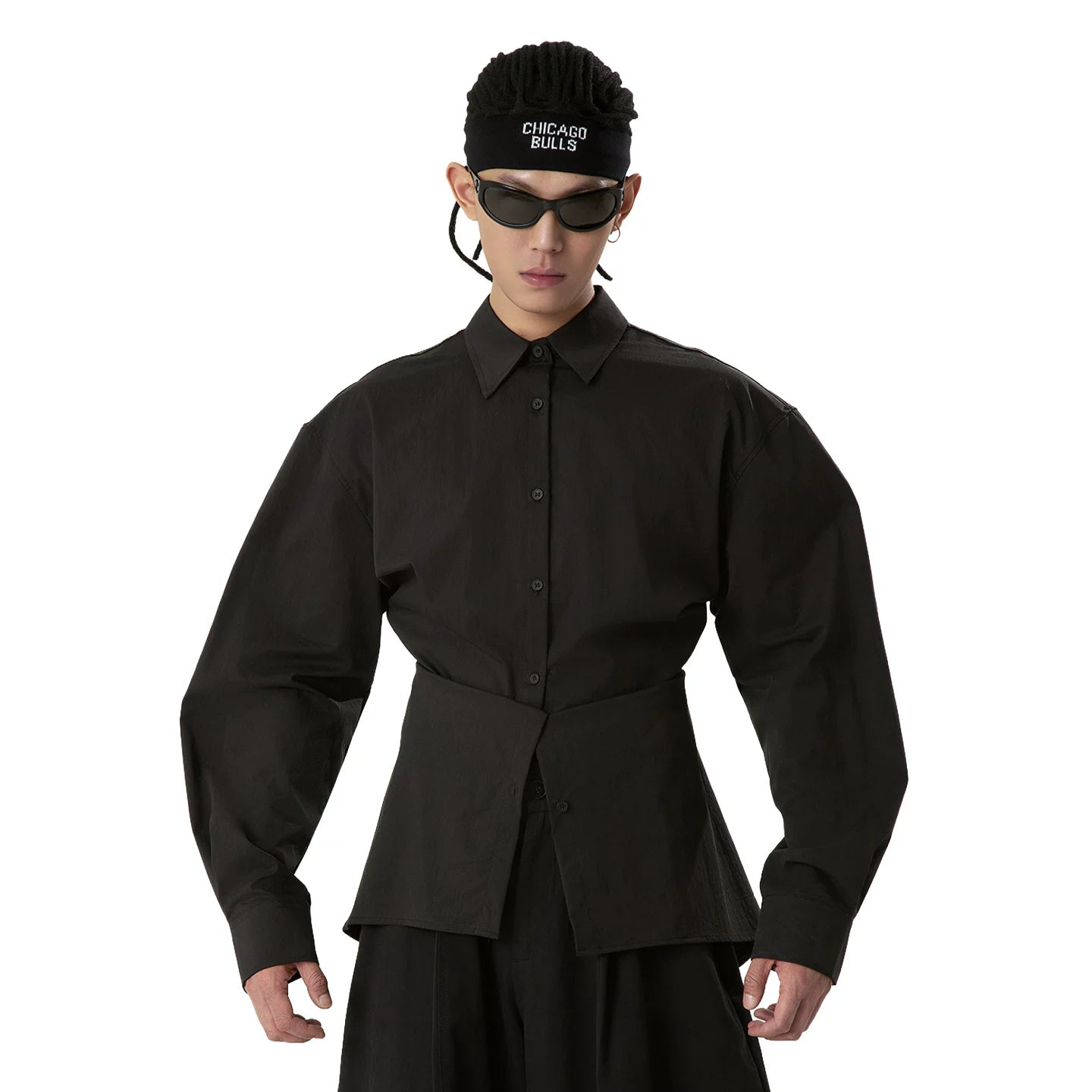 Crosswrap Sculpted Waist Poplin Shirt