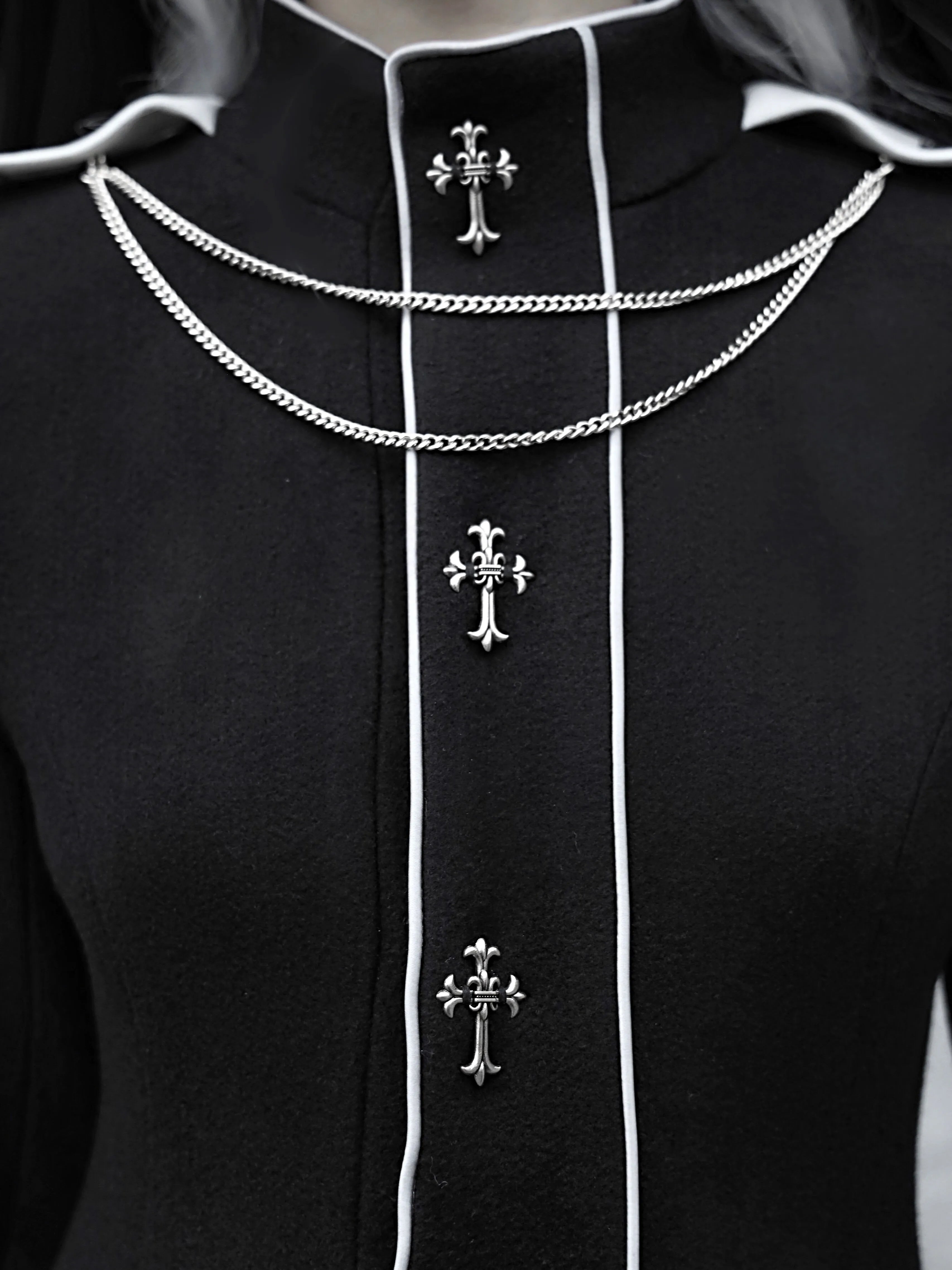 Gothic Cross Long Trench Coat