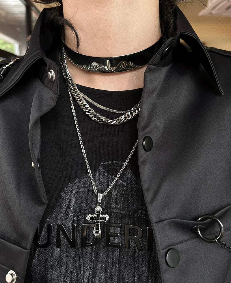 Obsidian Halo Plate Choker & Reliquary Chain