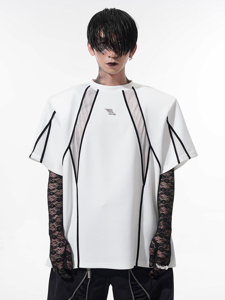 Mesh-Panel Athletic Gothic T-Shirt