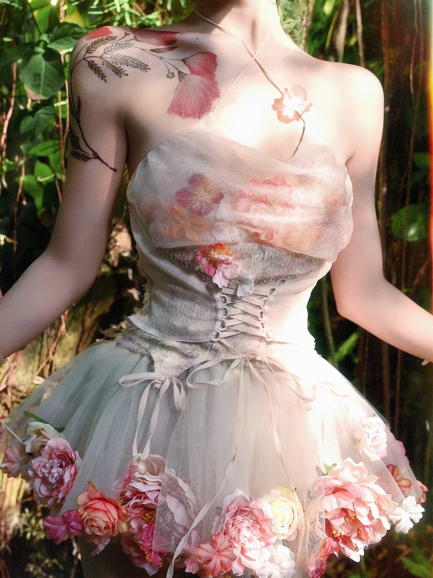 Artificial Flower Chiffon Camisole