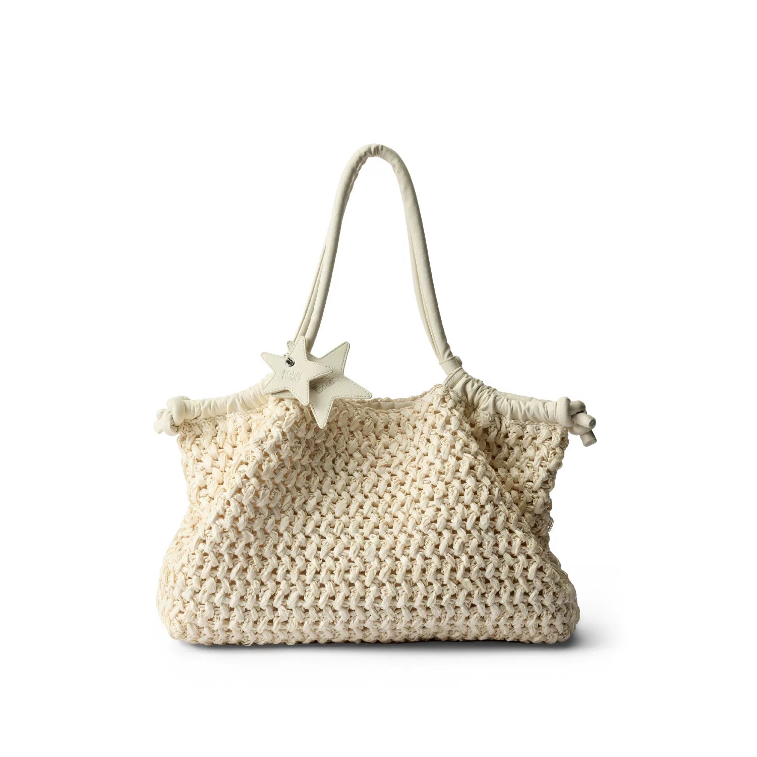 Star-Charm Woven Straw Hobo Tote - Default Title