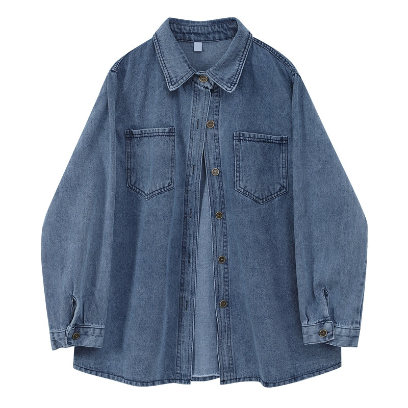 Veste de chemise en jean bleu foncé vintage