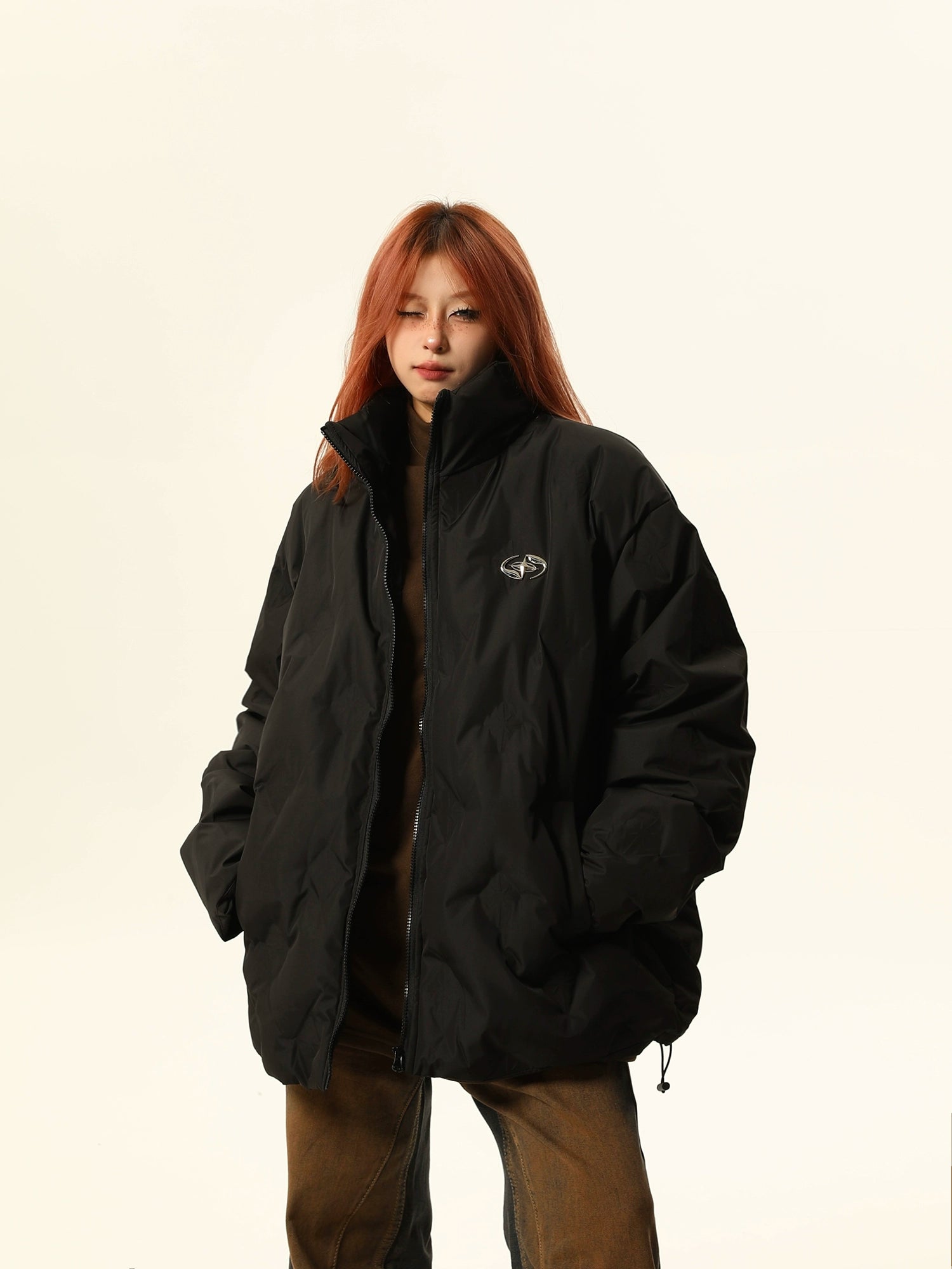 Black Oversized Bomber Jacket