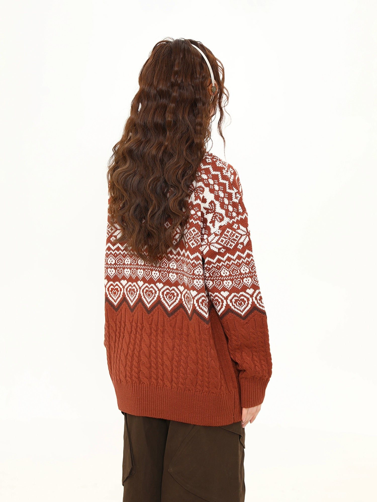 Cinnamon Heart Fair Isle Sweater