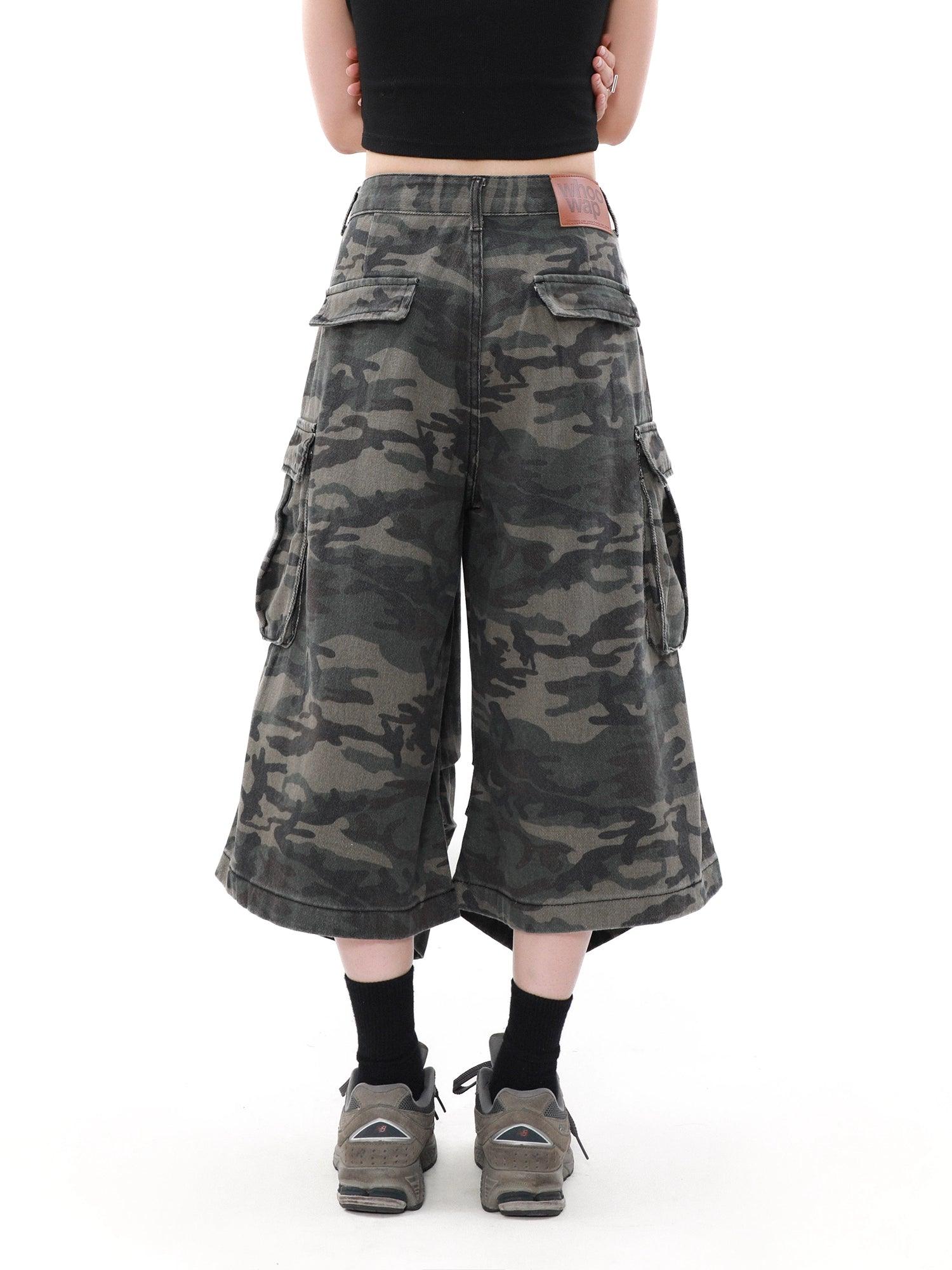 Mrnearly Camouflage Cargo Culottes - Unisexe Urban Streetwear Bottoms