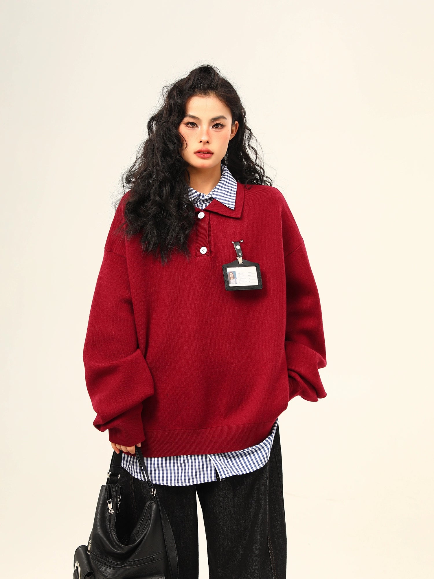 Cloudy Day Oversized Polo Sweater