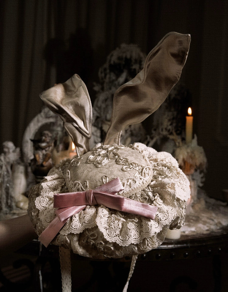 Victorian Ivory Bonnet with Floral Embellishments