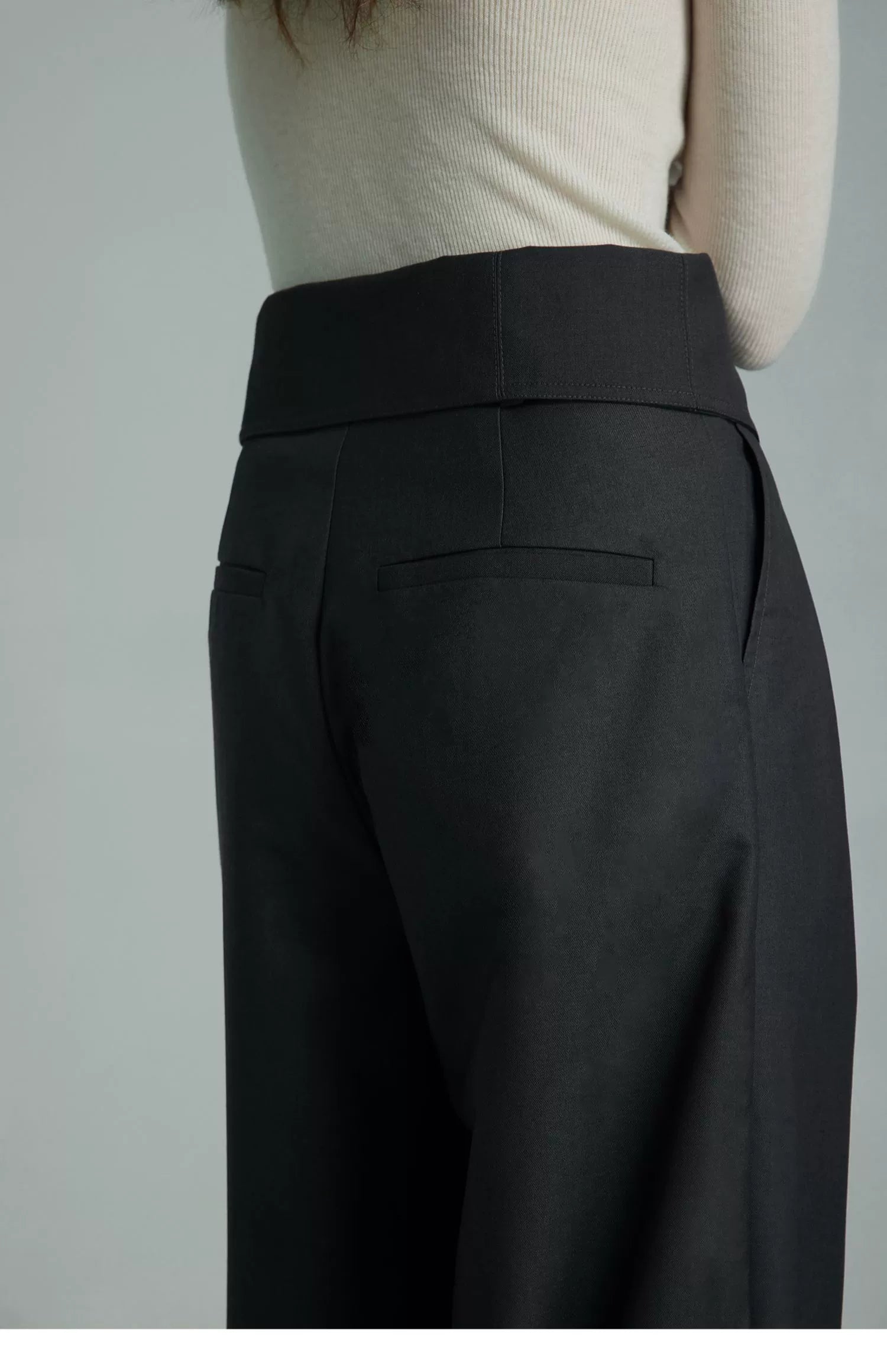 Black Wide-Leg High-Waist Trousers