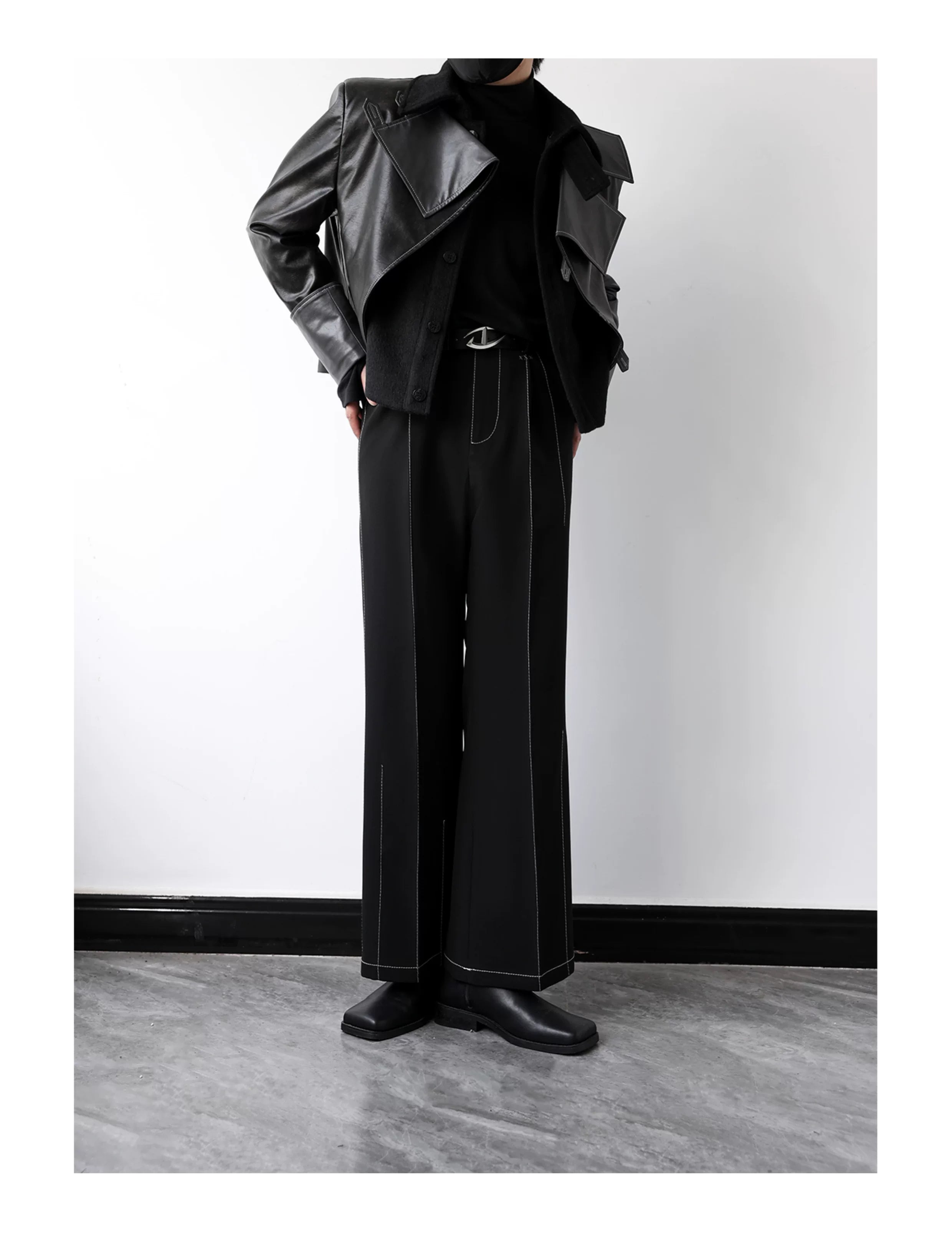 Midnight Gridline Tailored Flare Trousers
