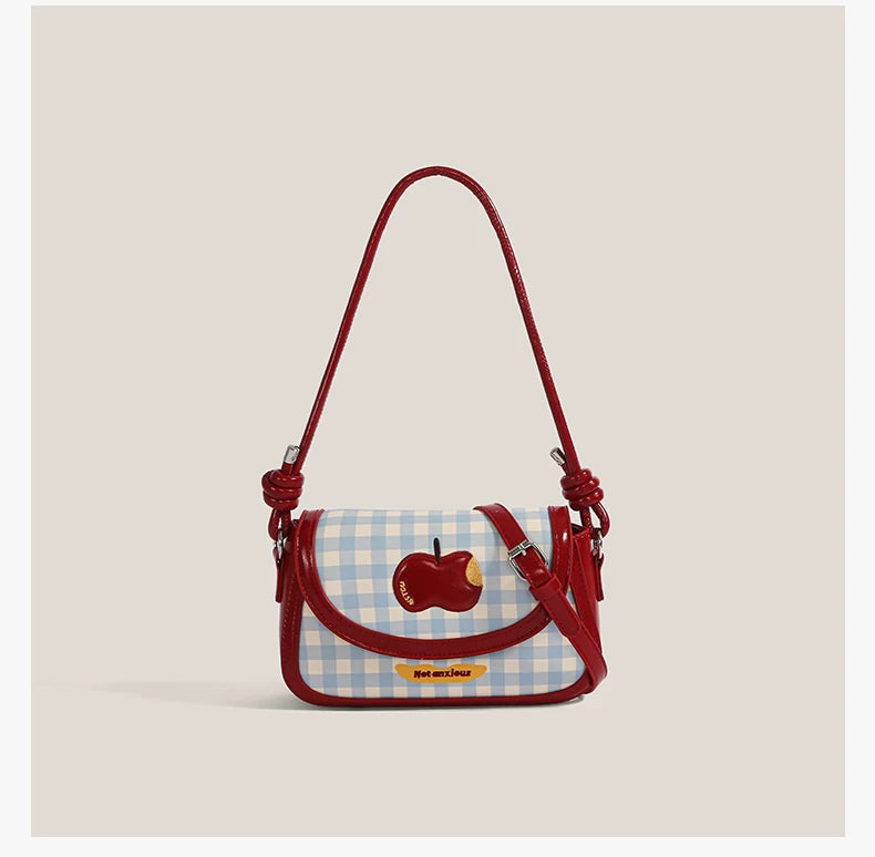Gingham Apple Picnic Shoulder Bag