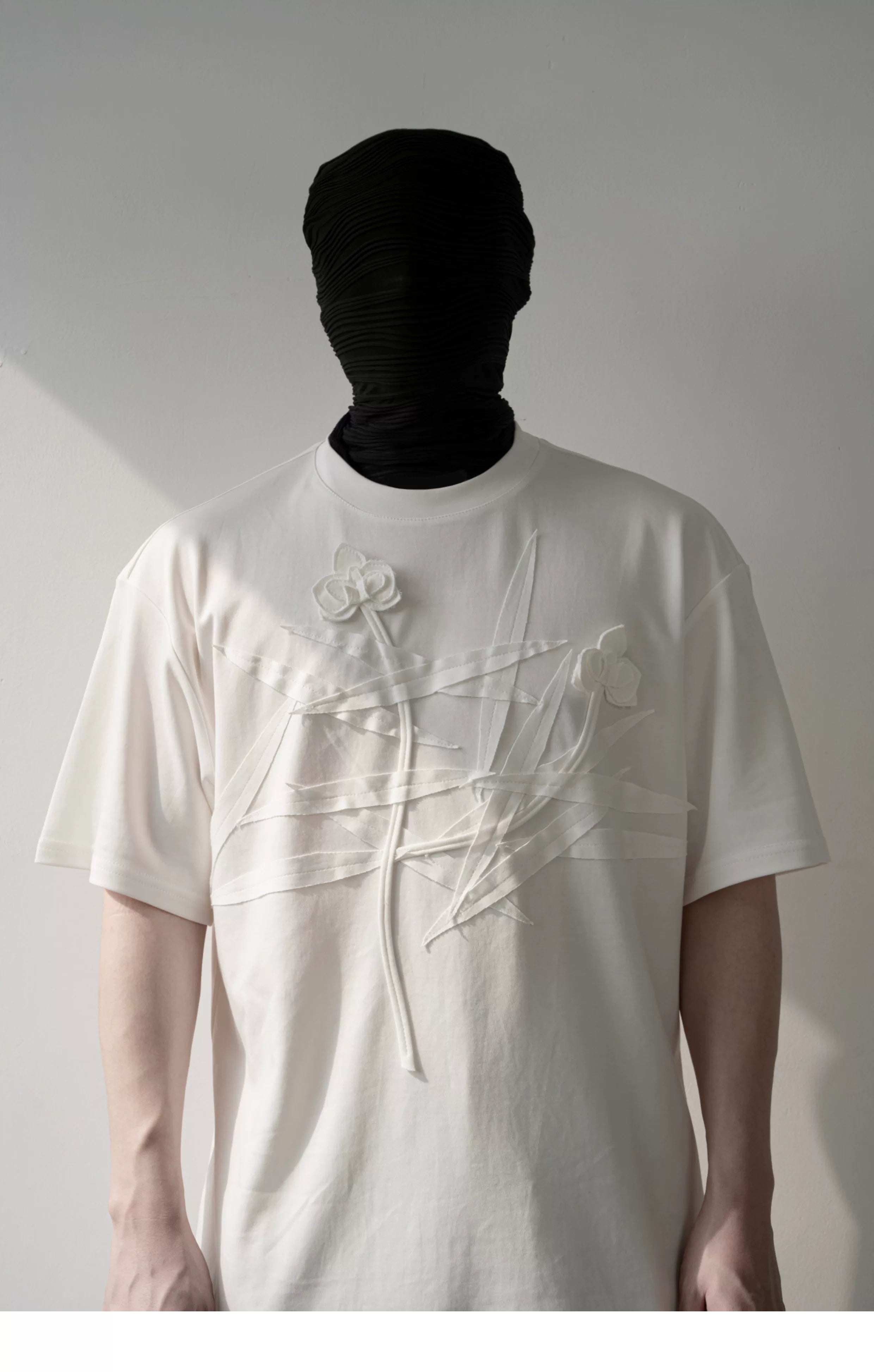 Ivory Crossed Bloom Relief Tee