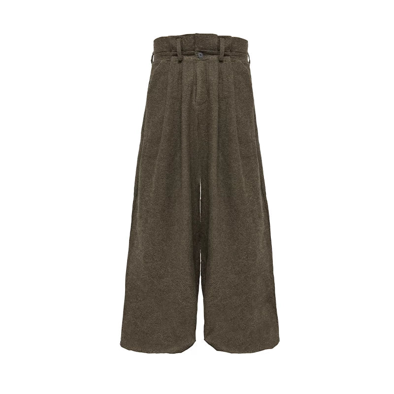 Wool Tweed High-Waist Wide-Leg Trousers
