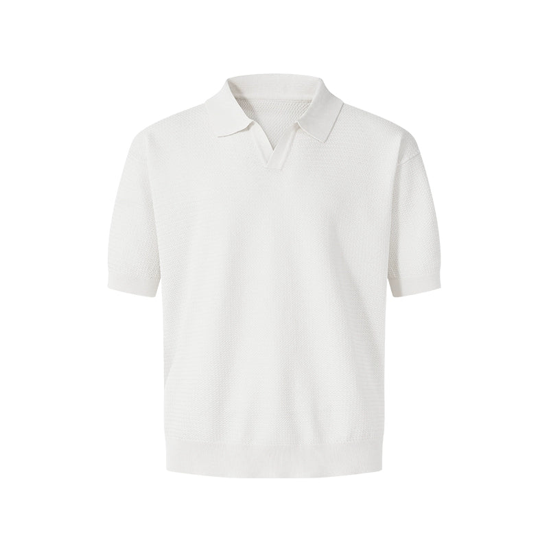 Textured Ice Silk Knit Polo Shirt