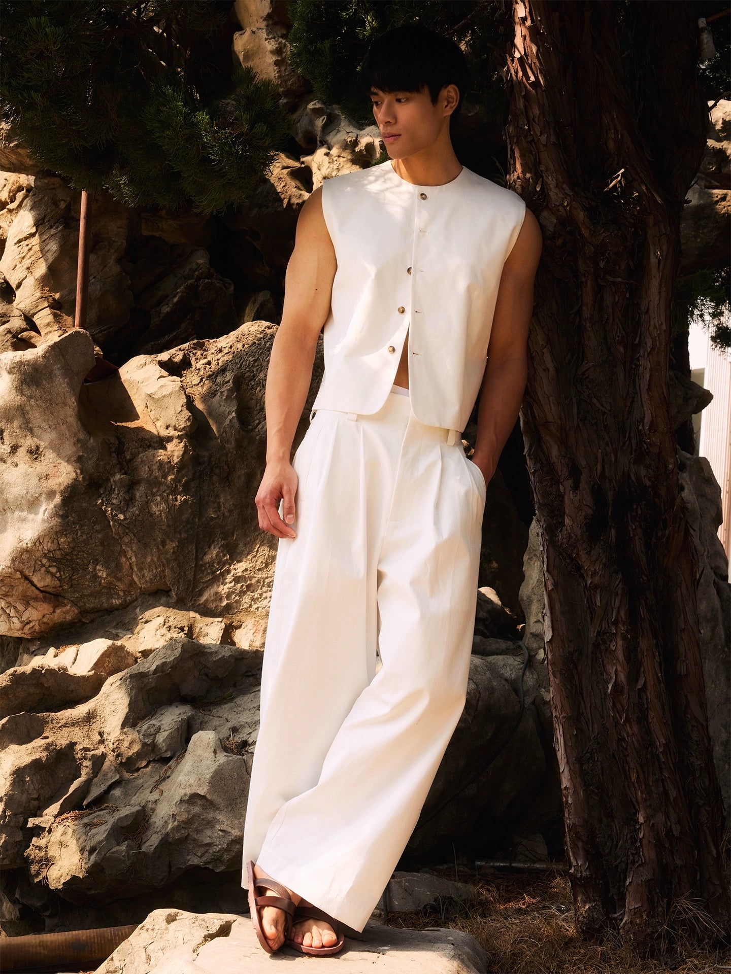 IvoryPlane Minimal Button Vest