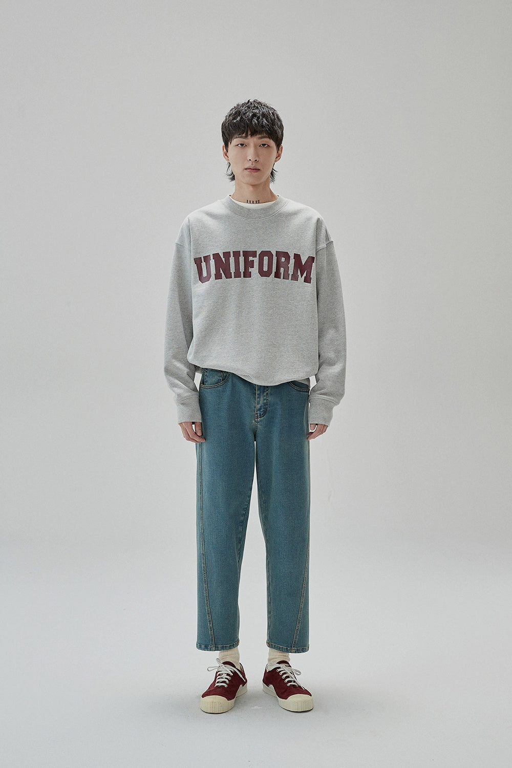 Retro Color Block Rubber Print Crewneck Sweatshirt