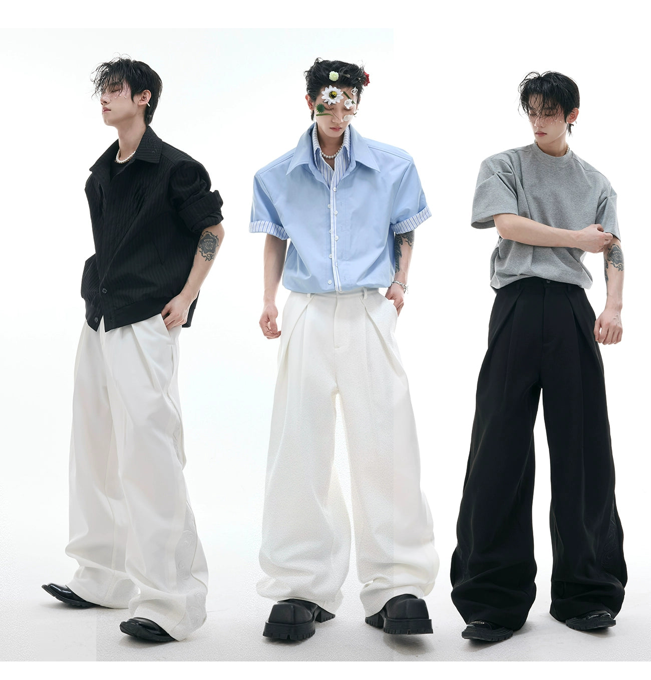 White Wide Leg Loose Cargo Pants