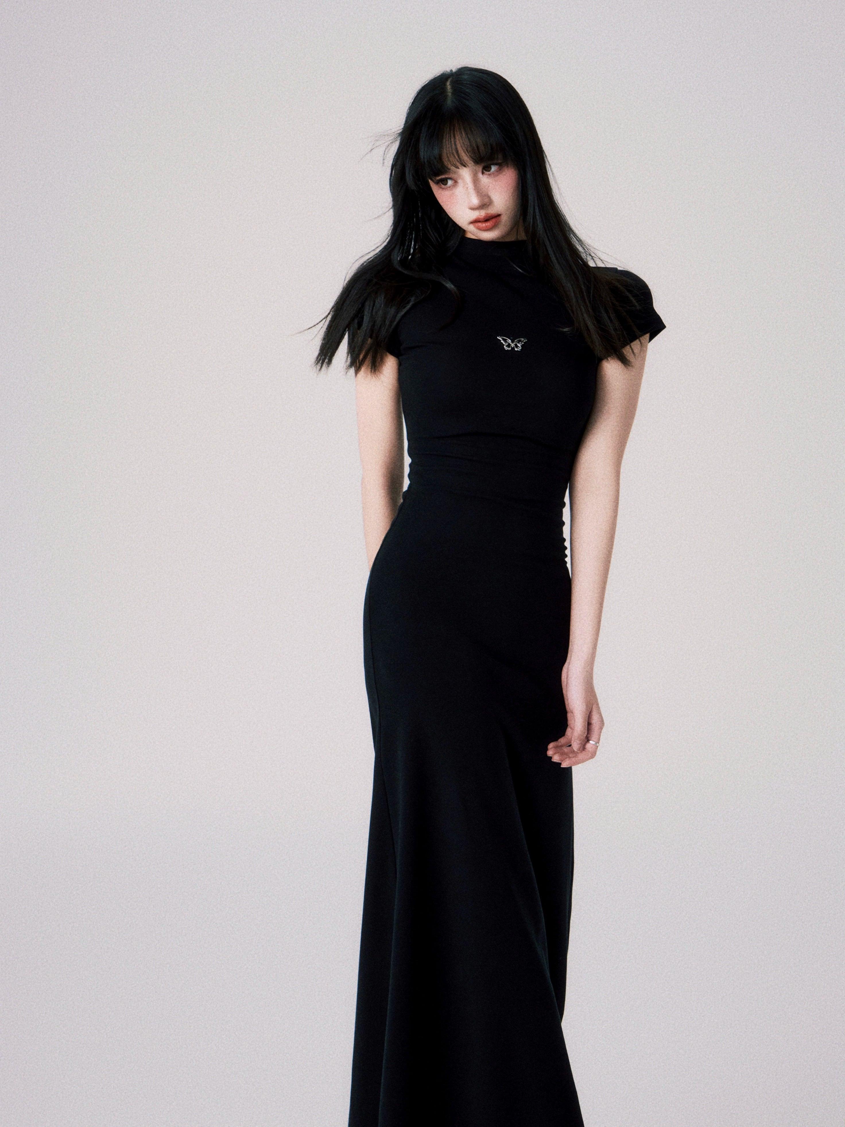 Luluswings Butterfly Emblem Fitted Maxi Dress - Women'S Elegant Evening Gown